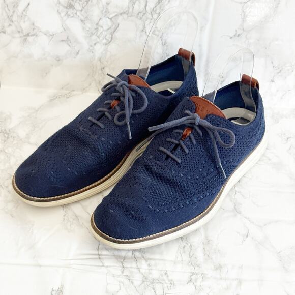 COLE HAAN Original Grand Stitchlite Wingtip Oxfords Navy Blue 8 - Picture 1 of 7
